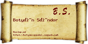 Botyán Sándor névjegykártya